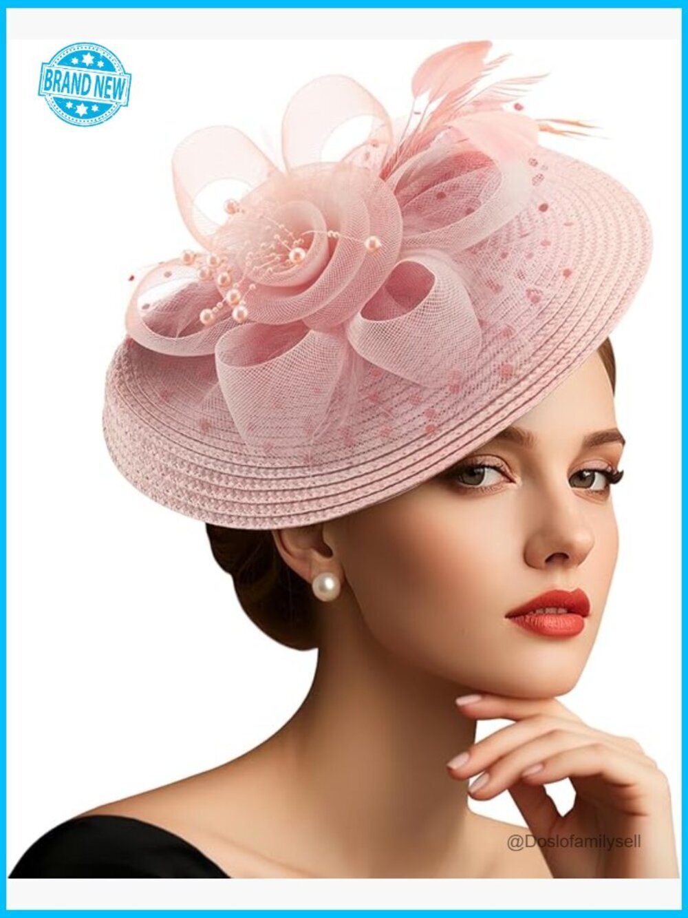 Fascinator Hat with Feathers and Veil Tea Party Wedding Church Headpiece Clip